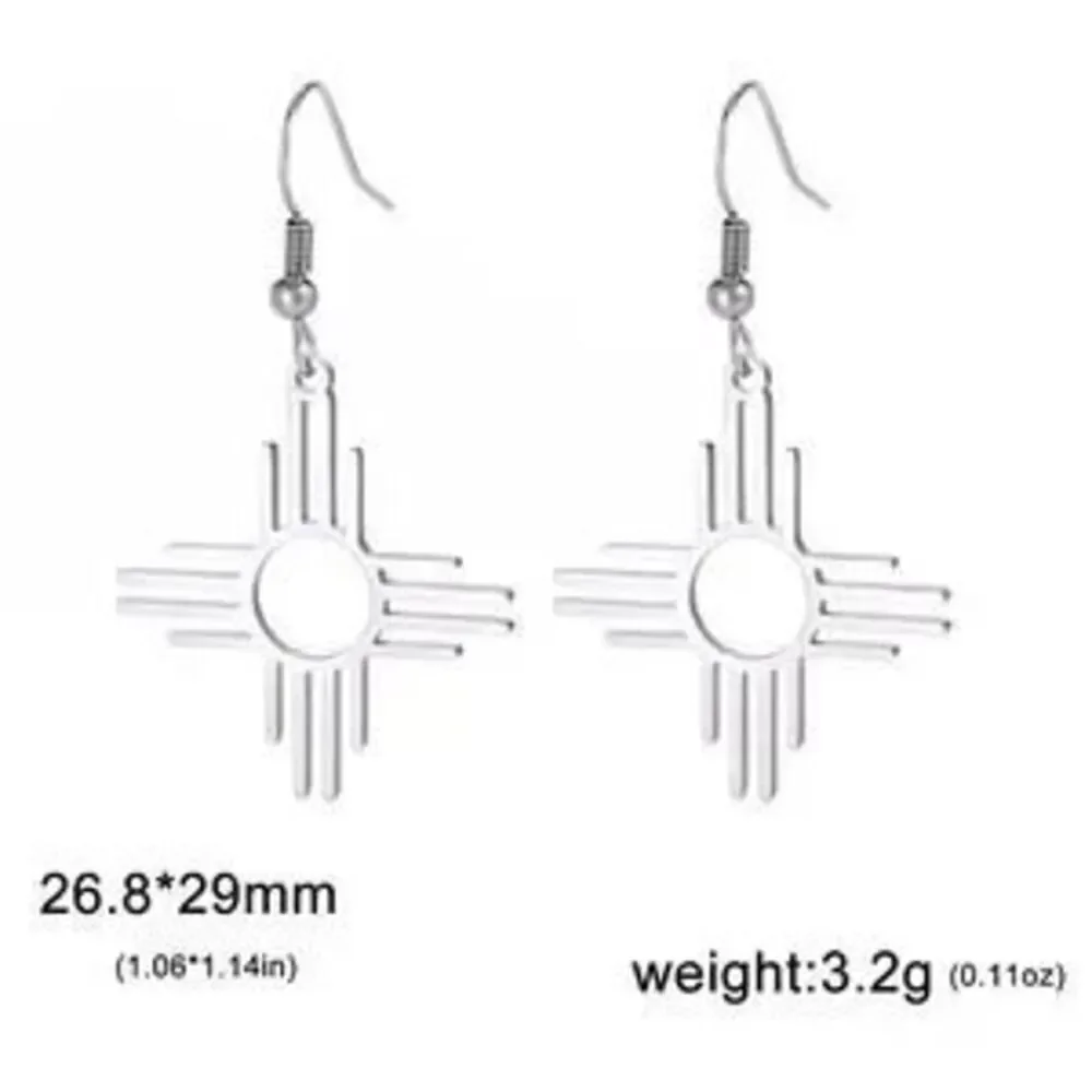 Zia Symbol White Gold Plated Dangle Earrings